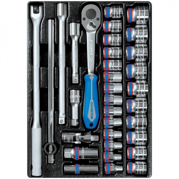 Набор торцевых головок 1/2 с принадлежностями, ложемент, 33 предмета KING TONY 9-4333MR03