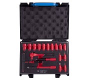 Набор торцевых диэлектрических головок с принадлежностями 1/4, шестигранные, 5-14 мм, 18 предметов KING TONY 25VE01MRV