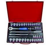 Набор торцевых головок с принадлежностями 1/2, шестигранные, 10-32 мм, 5/16-1-1/4, 42 предмета KING TONY 4542CR02