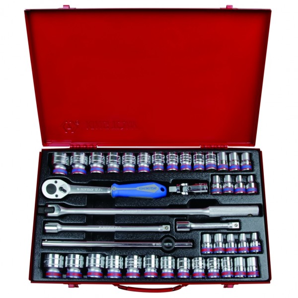 Набор торцевых головок с принадлежностями 1/2, двенадцатигранные, 10-32 мм, 5/16-1-1/4, 42 предмета KING TONY 4042CR02