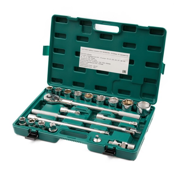 Набор головок 3/4" ROSSVIK, 19-50мм, 20 предметов SST1950