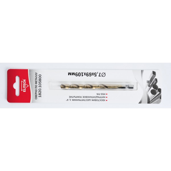 Сверло 7.5х109 HSS-G+TiN HEX1/4' 1820.105800 193835