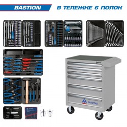 Набор инструментов BASTION в серой тележке, 204 предмета KING TONY 934-100AMG