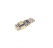 Автолампа T10W (W2,1*9,5d) 5 SMD 5050 WHITE 6000K с блокиратором ошибок CANbus  100лм  24V MEGAPOWER /10 /100