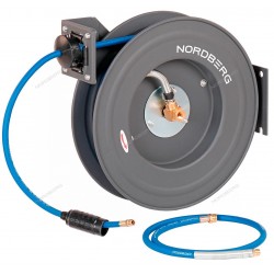 Шланг воздушный на стальной катушке, гибридный PVC диам. 08х12 мм, 20 м NORDBERG HR0820RPVC
