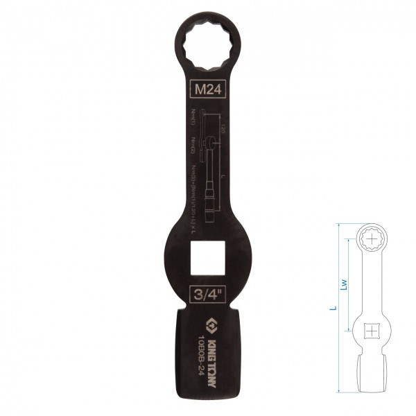 Ключ для тормозных суппортов грузовых автомобилей M24, 3/4, ударный KING TONY 10B0B-24