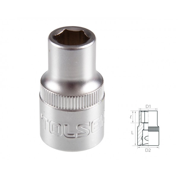 Головка торцевая стандартная шестигранная 1/2, 8 мм TOLSEN TT16508