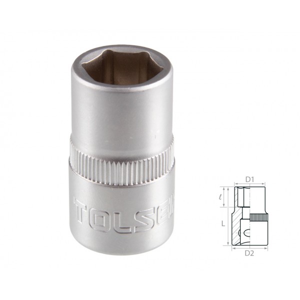 Головка торцевая стандартная шестигранная 1/2, 12 мм TOLSEN TT16512