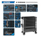Набор инструментов 327 предметов, ACTION, в серой тележке KING TONY 9G38-327MRVG