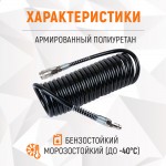 Шланг спиральный полиуретановый с БРС, 6.5x10 мм, 5 м WDK-65757