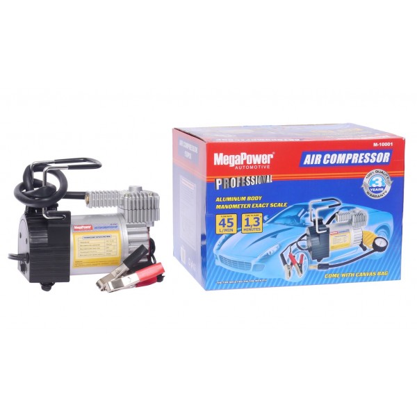 Компрессор  поршневой 150PSI (45л/мин, 23А) длинный шланг, в сумке 12V MEGAPOWER /1/4 HIT M-10001