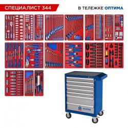 Набор инструментов 344 предмета, СПЕЦИАЛИСТ 344, в синей тележке МАСТАК 52-07344B