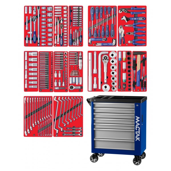 Набор инструментов ПРОФИ в синей тележке, 299 предметов МАСТАК 50-07299B