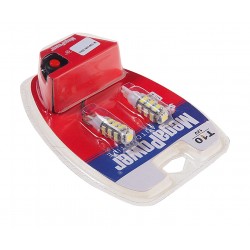 Автолампа T10W (W2,1x9,5d) 25 SMD 3528+5050 WHITE блистер с тестером (2 шт) 6000K 452лм   12V MEGAPOWER /1 /25