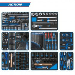 Набор инструментов ACTION для тележки, 15 ложементов, 327 предметов KING TONY 934-327MRVD