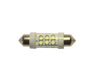 Автолампа C10W (SV8,5) 6 LED WHITE 6000K 39мм 120лм  24V MEGAPOWER /10 /100