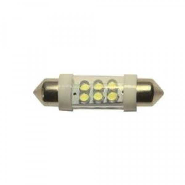 Автолампа C10W (SV8,5) 6 LED WHITE 6000K 39мм 120лм  24V MEGAPOWER /10 /100 M-85154W-24