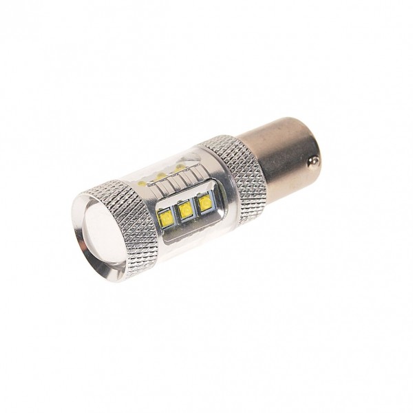 Автолампа P21W (BA15s) 16 SMD WATTS CREE WHITE 6000K 1280лм 12V MEGAPOWER /10 /100 OLD M-56274W
