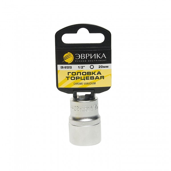 Головка торцевая 20мм 1/2" 6-гранная L=40мм (с держателем) ЭВРИКА  1/120 ER-91313H