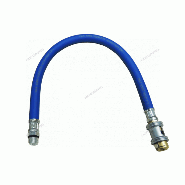 Шланг подкачки с быстросъемным наконечником силикон синий (DV) 38 см 1/4 дюйма  NORDBERG HYD1027