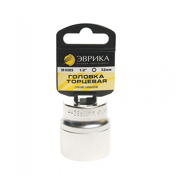 Головка торцевая 32мм 1/2" 6-гранная L=50мм (с держателем) ЭВРИКА   1/48 ER-91323H