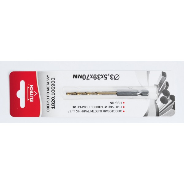 Сверло 3.5х70 HSS-G+TiN HEX1/4' 1820.106900 193846