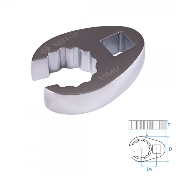 Ключ разрезной (воронья лапка) 18 мм, 3/8 KING TONY 1031-18R