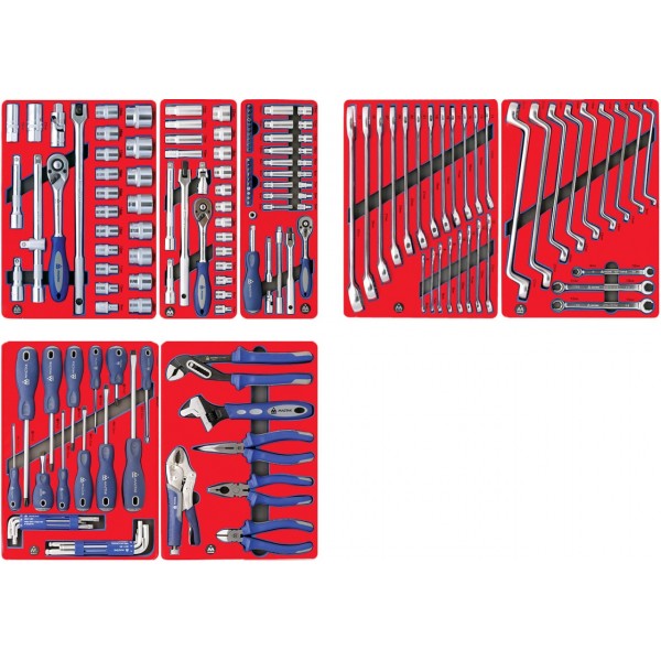 Набор инструментов СТАРТ для тележки, 7 ложементов, 161 предмет МАСТАК 5-00161