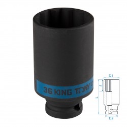 Головка торцевая ударная глубокая двенадцатигранная 1/2, 36 мм KING TONY 443036M