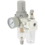 Блок подготовки воздуха 1/4 с фильтром, манометром, маслораспылителем и регулятором давления AC2010-02