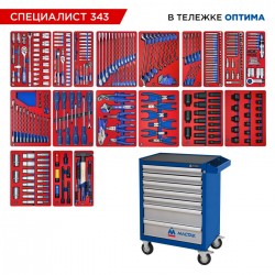 Набор инструментов 343 предмета, СПЕЦИАЛИСТ 343, в синей тележке МАСТАК 52-07343B