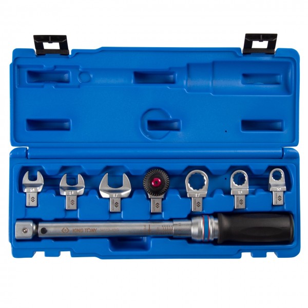 Динамометрический ключ серии FIT, 9х12 мм с набором насадок 10-17 мм, 10-60 Нм, кейс KING TONY 345104D08MR