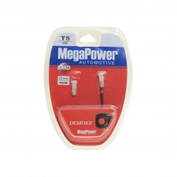 Автолампа T5 (W2*4.6d) 1 SMD 3528  WHITE блистер с тестером (2шт) 6000K 18лм   12V MEGAPOWER /1 /25