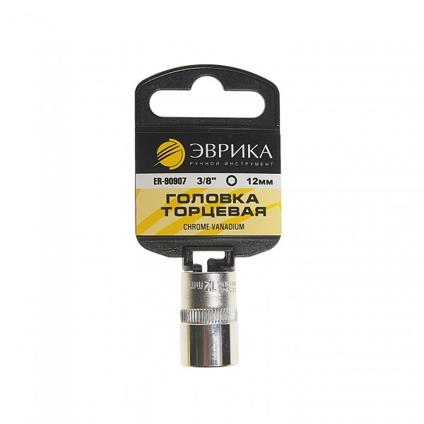 Головка торцевая 12мм 3/8" 6-гранная L=30мм (с держателем) ЭВРИКА  1/360 ER-90907H