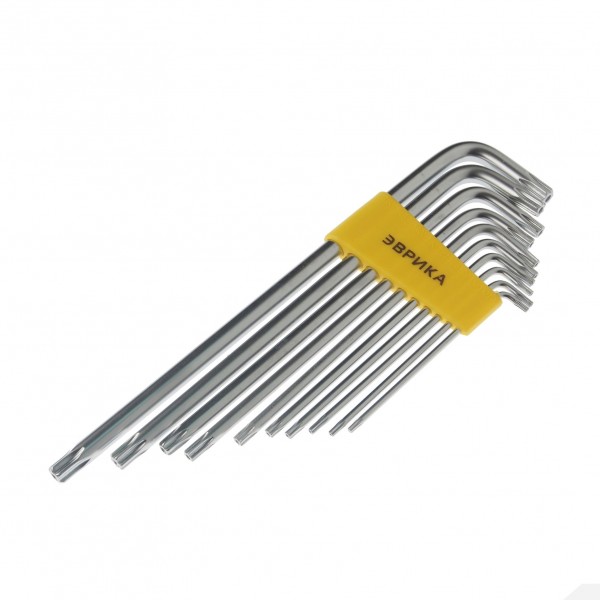 Набор ключей TORX : Г-образных экстра длинных T9-T50 10пр. ЭВРИКА /1/12/60 ER-15101XLT