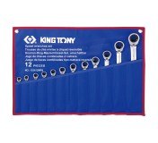 Набор комбинированных трещоточных ключей, 8-24 мм, чехол из теторона, 12 предметов KING TONY 122A12MRN