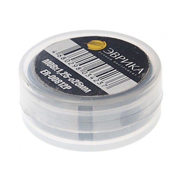 Плашка  M08x1,25-ø25мм, в пластиковом футляреЭВРИКА /1/10 ER-00812P