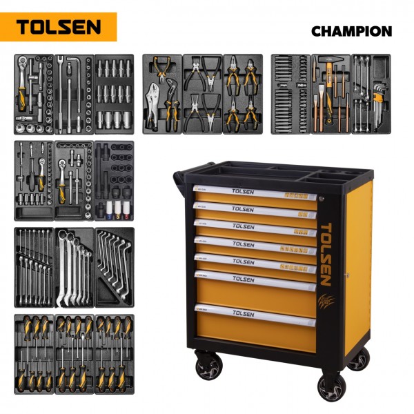 Набор инструментов CHAMPION в черной тележке, 239 предметов TOLSEN TT85416