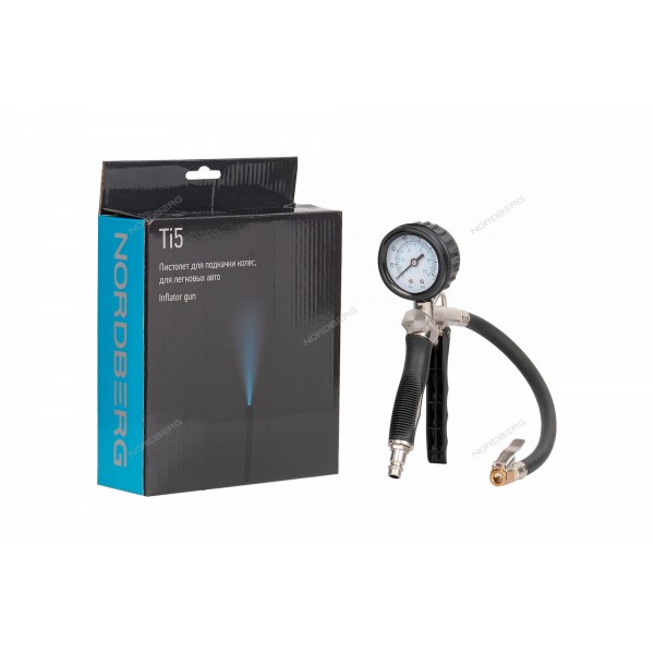 Пистолет для подкачки шин, для легковых авто (Манометр для колёс) NORDBERG ECO TI5