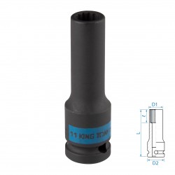 Головка торцевая ударная глубокая двенадцатигранная 1/2, 11 мм KING TONY 443011M