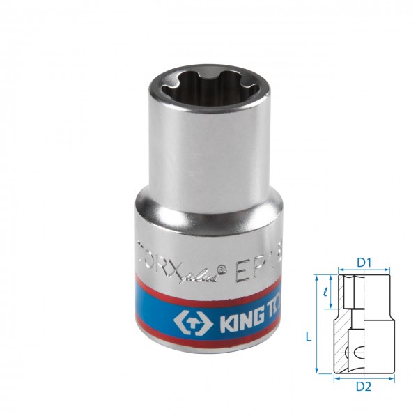 Головка торцевая TORX Plus 1/2, EP18, L = 45 мм KING TONY 433E18M