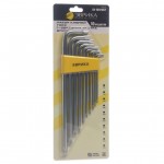 Набор ключей TORX : Г-образных экстра длинных T9-T50 10пр. ЭВРИКА /1/12/60 ER-15101XLT