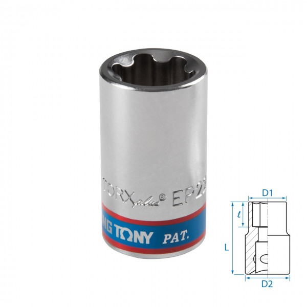 Головка торцевая TORX Plus 1/2, EP22, L = 45 мм KING TONY 433E22M