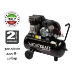 Масляный поршневой компрессор с ременным приводом:320 л/мин, 9 бар; 220 В, ресивер 50 л WDK-90532