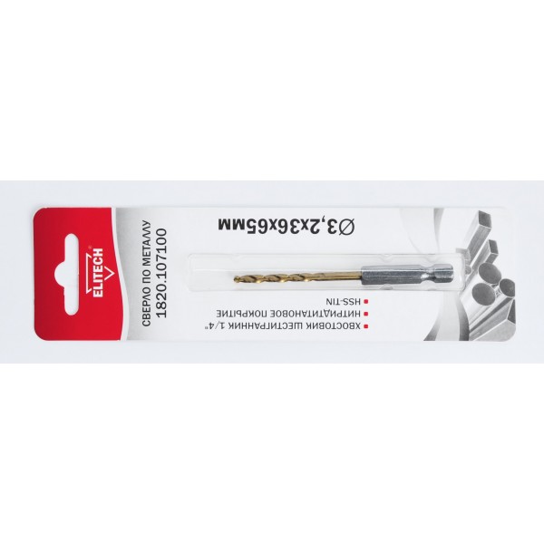 Сверло 3.2х65 HSS-G+TiN HEX1/4' 1820.107100 193848