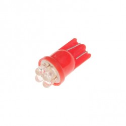 Автолампа T10W (W2,1x9,5d) 4 LED RED 20лм 12V MEGAPOWER /10 /100 OLD