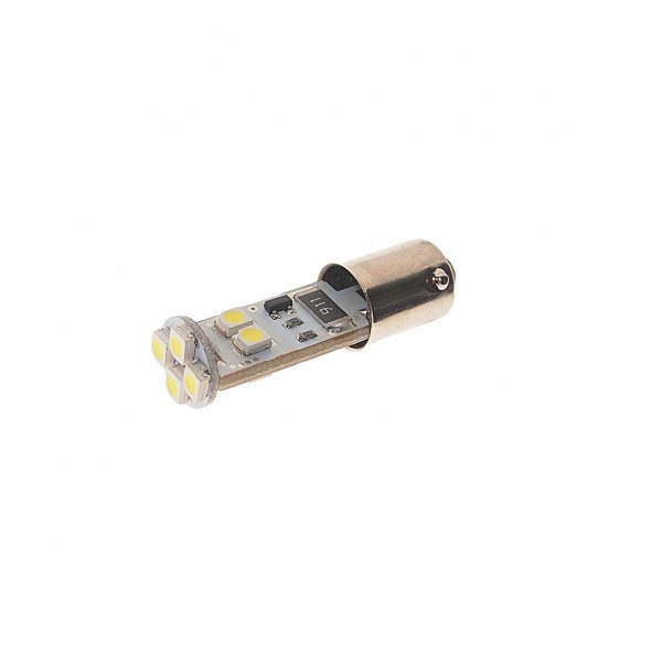 Автолампа T4W (BA9s) 8 SMD 3528 WHITE 6000K с блокиратором ошибок CANbus  150лм  24V MEGAPOWER /10 /100 M-70223W-24