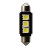 Автолампа C5W (SV8,5) 3 SMD 5050 WHITE 6000K 36мм 60лм  24V MEGAPOWER /10 /100