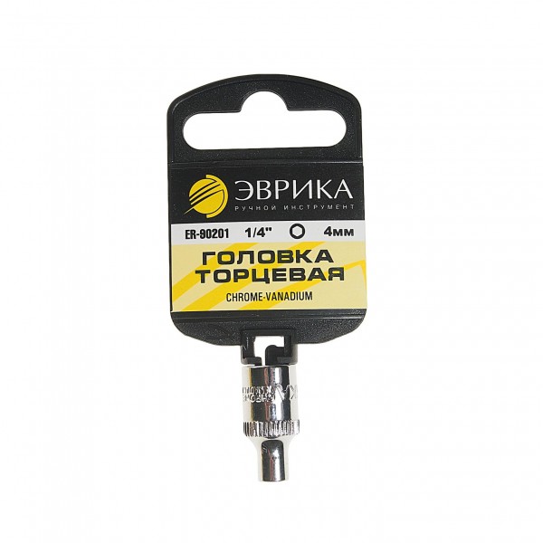 Головка торцевая  4мм 1/4" 6-гранная L=30мм (с держателем) ЭВРИКА  1/384 ER-90201H