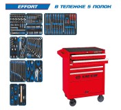 Набор инструментов 235 предметов, EFFORT, в красной тележке KING TONY 932-235MRV